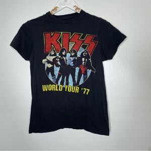 KISS WORLD TOUR 1977 BLACK BAND T SHIRT SZ S